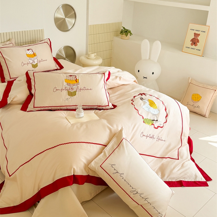 91家纺网 家纺一手货源 找家纺 波比可可 2026新款50s长绒棉纯棉全棉居家轻奢刺绣四件套 礼物