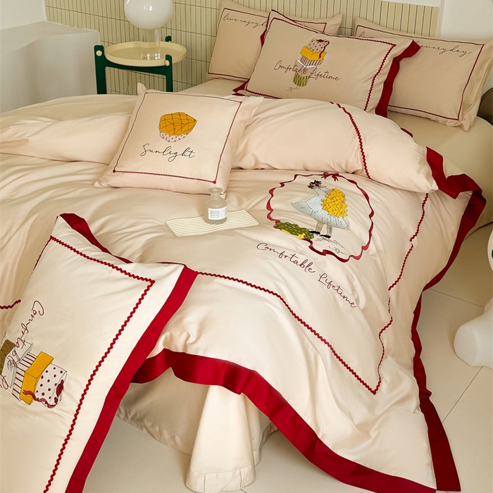 91家纺网 家纺一手货源 找家纺 波比可可 2026新款50s长绒棉纯棉全棉居家轻奢刺绣四件套 礼物