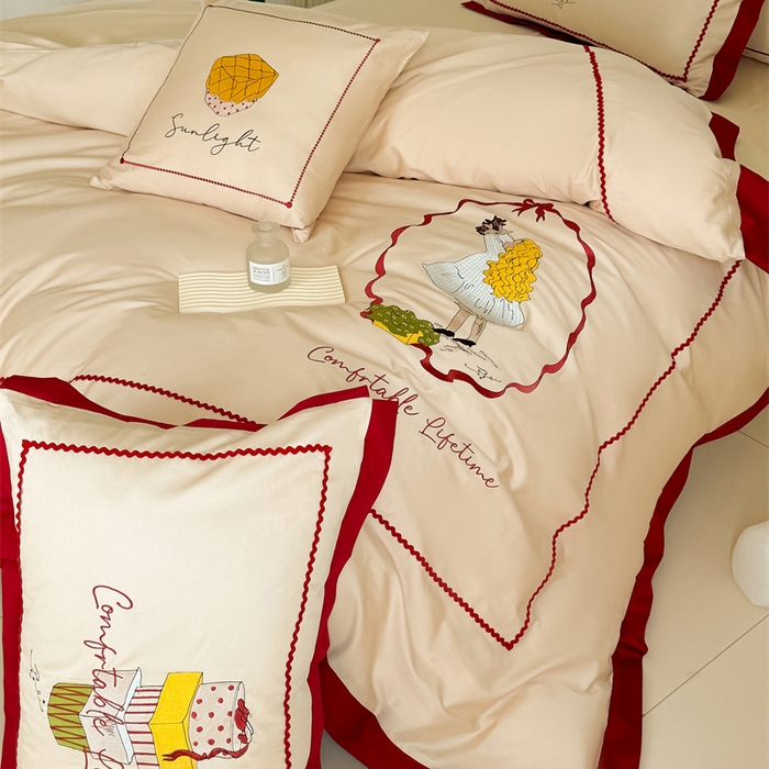 91家纺网 家纺一手货源 找家纺 波比可可 2026新款50s长绒棉纯棉全棉居家轻奢刺绣四件套 礼物