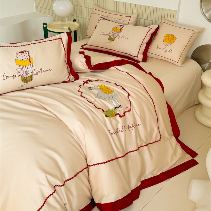 91家纺网 家纺一手货源 找家纺 波比可可 2026新款50s长绒棉纯棉全棉居家轻奢刺绣四件套 礼物