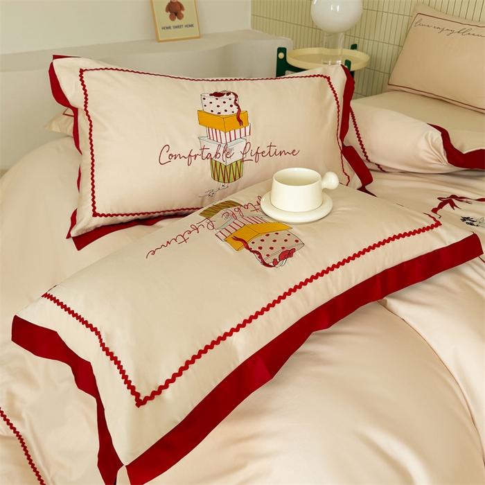 91家纺网 家纺一手货源 找家纺 波比可可 2026新款50s长绒棉纯棉全棉居家轻奢刺绣四件套 礼物