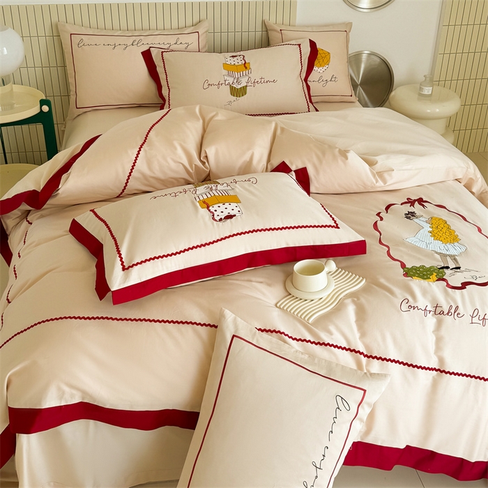 91家纺网 家纺一手货源 找家纺 波比可可 2026新款50s长绒棉纯棉全棉居家轻奢刺绣四件套 礼物