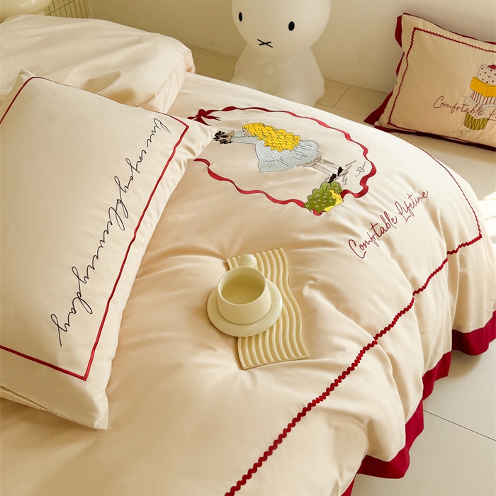 91家纺网 家纺一手货源 找家纺 波比可可 2026新款50s长绒棉纯棉全棉居家轻奢刺绣四件套 礼物