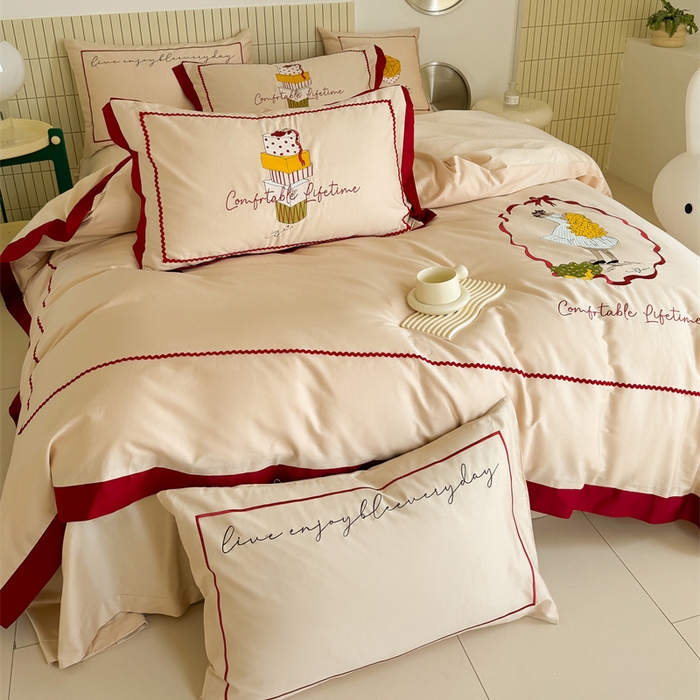 91家纺网 家纺一手货源 找家纺 波比可可 2026新款50s长绒棉纯棉全棉居家轻奢刺绣四件套 礼物