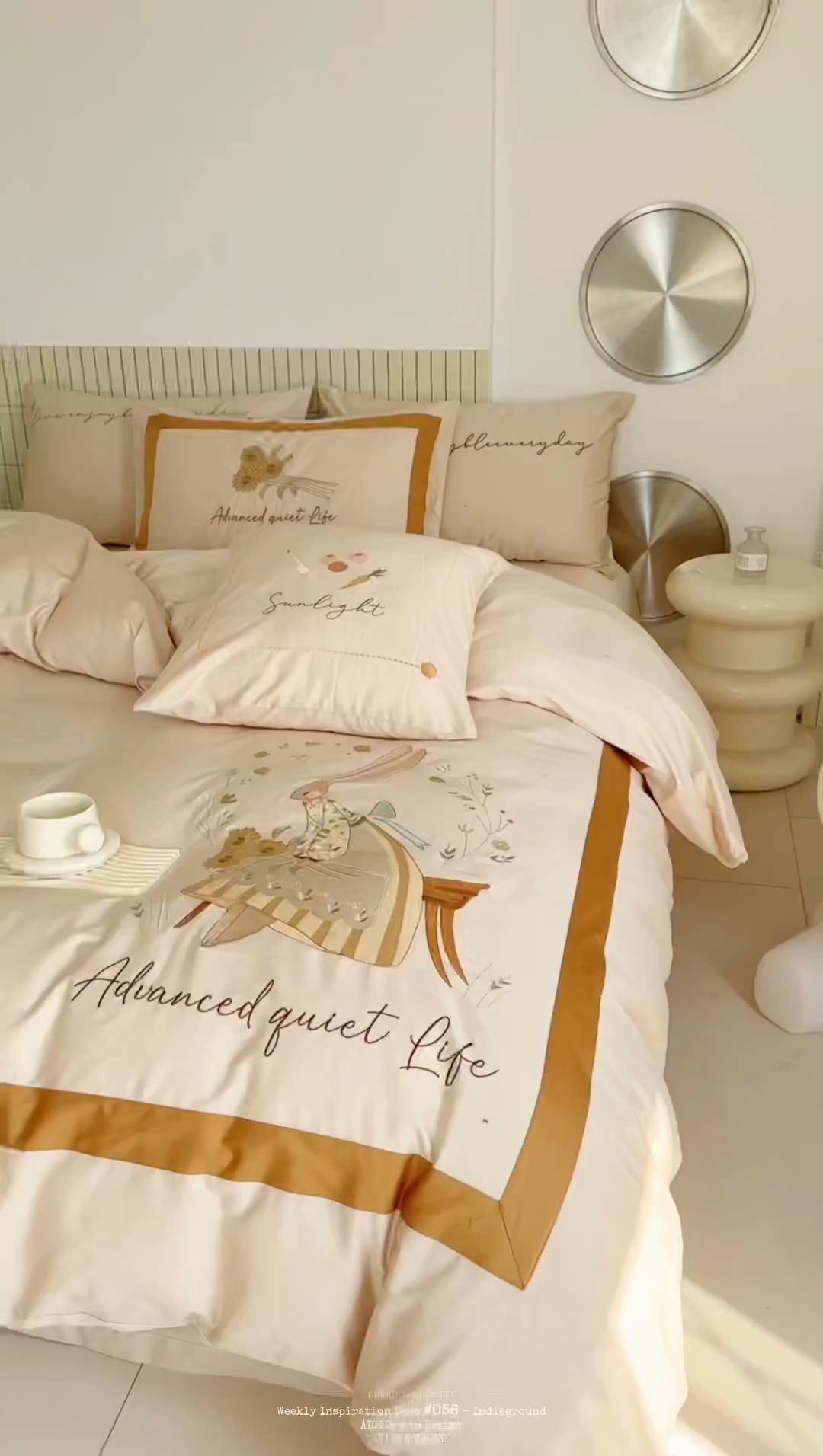 91家纺网 家纺一手货源 找家纺 波比可可 2026新款50s长绒棉纯棉全棉居家轻奢刺绣四件套 兔子