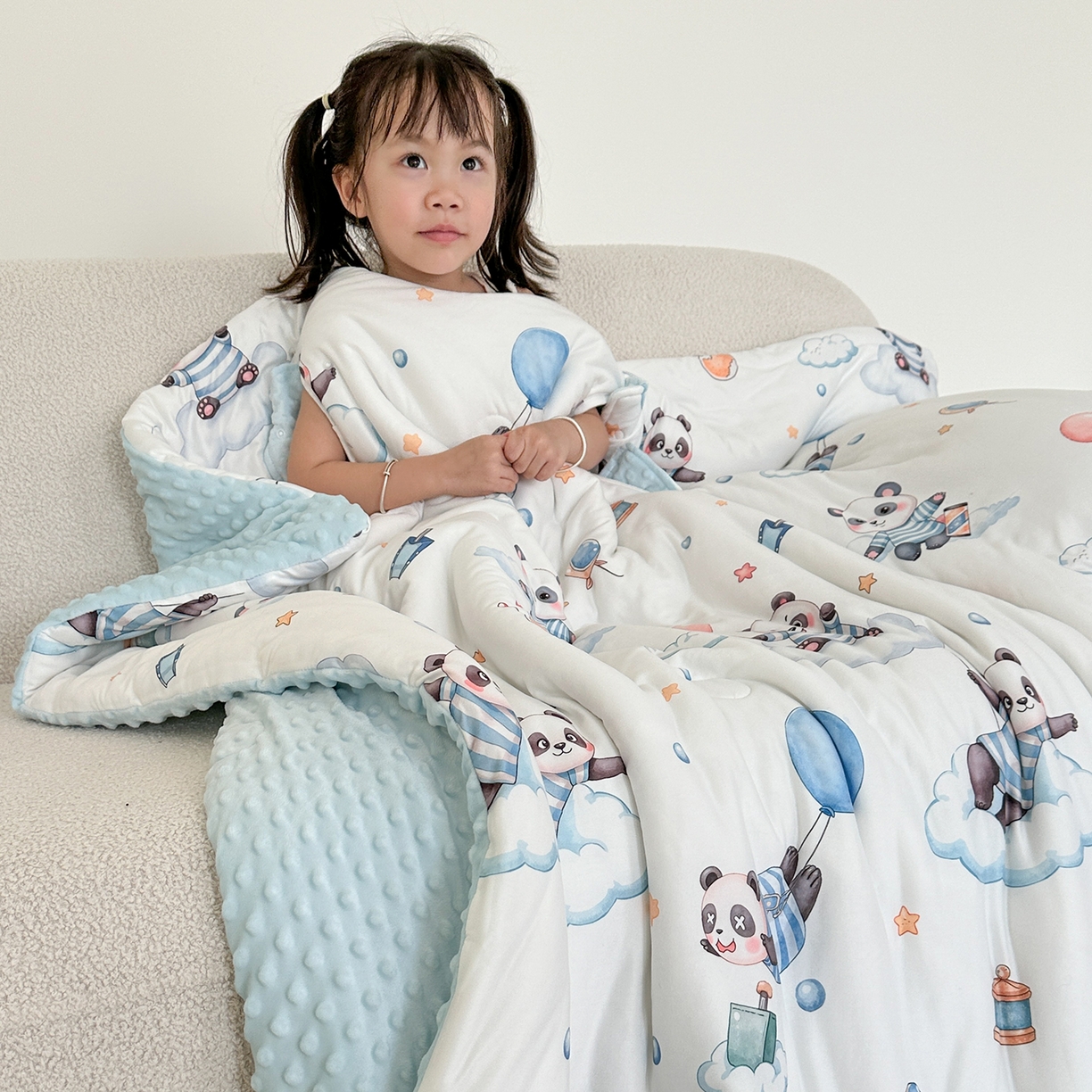 小芽家居 2026新款儿童拥抱被保暖防踢被 被子被芯 熊猫乐园