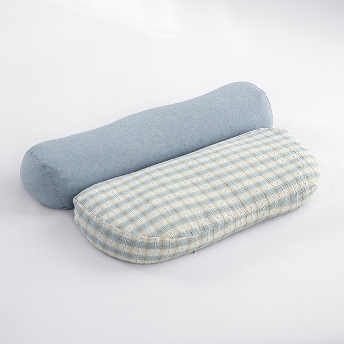 91家纺网 家纺一手货源 找家纺 明星枕业 2026新款全荞麦壳枕头护颈椎全棉纯棉牵引组合枕成人家用枕芯反牵引护颈枕头枕芯 护颈牵引组合枕-蓝色
