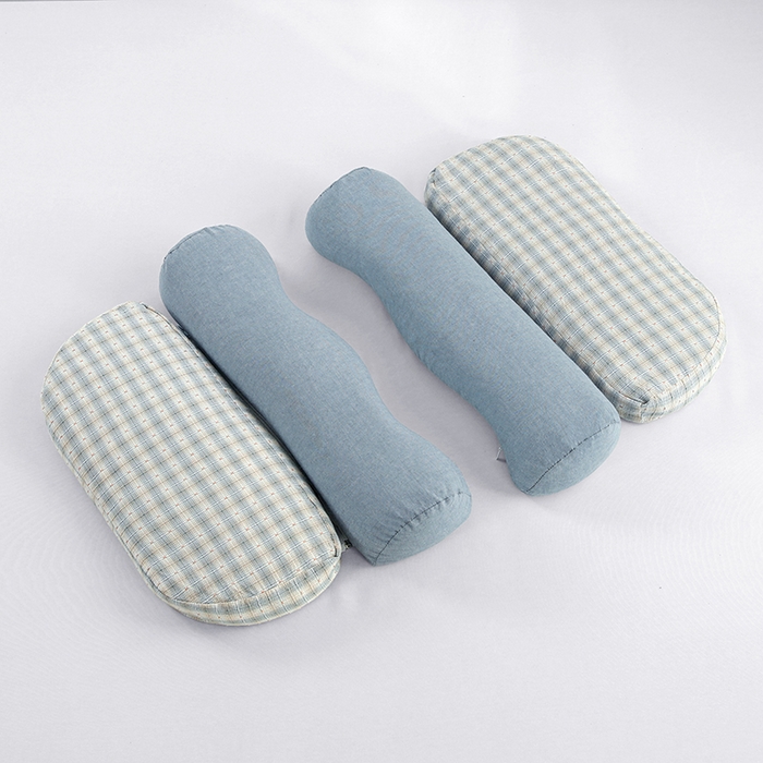 91家纺网 家纺一手货源 找家纺 明星枕业 2026新款全荞麦壳枕头护颈椎全棉纯棉牵引组合枕成人家用枕芯反牵引护颈枕头枕芯 护颈牵引组合枕-蓝色