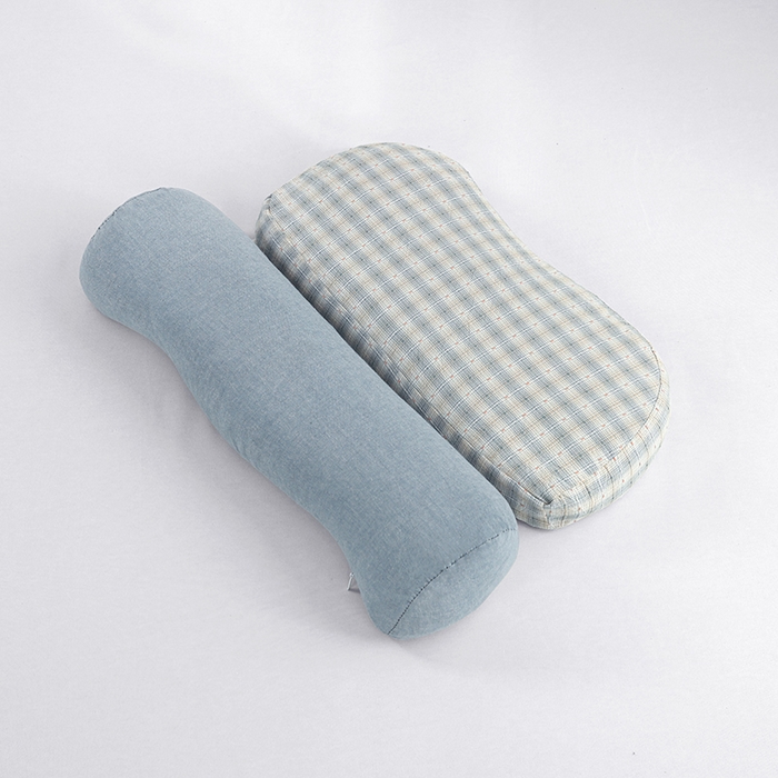 91家纺网 家纺一手货源 找家纺 明星枕业 2026新款全荞麦壳枕头护颈椎全棉纯棉牵引组合枕成人家用枕芯反牵引护颈枕头枕芯 护颈牵引组合枕-蓝色