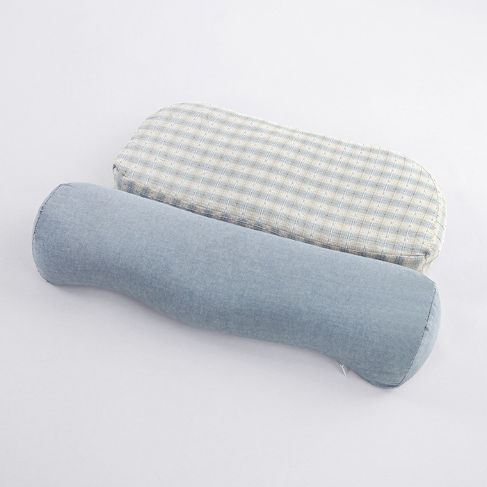91家纺网 家纺一手货源 找家纺 明星枕业 2026新款全荞麦壳枕头护颈椎全棉纯棉牵引组合枕成人家用枕芯反牵引护颈枕头枕芯 护颈牵引组合枕-蓝色
