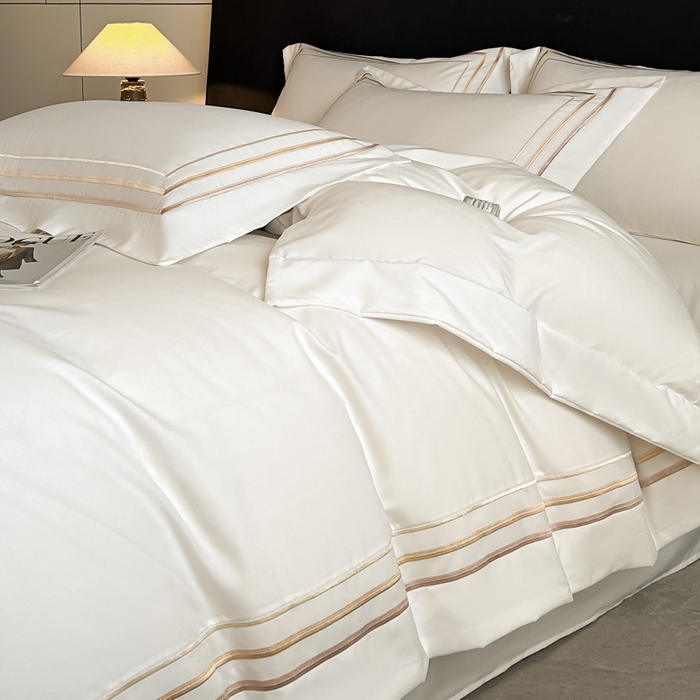 91家纺网 家纺一手货源 找家纺 苏源家居 2026新款酒店风磨毛大拼角绣花轻奢四件套-玄律 玄律-白色