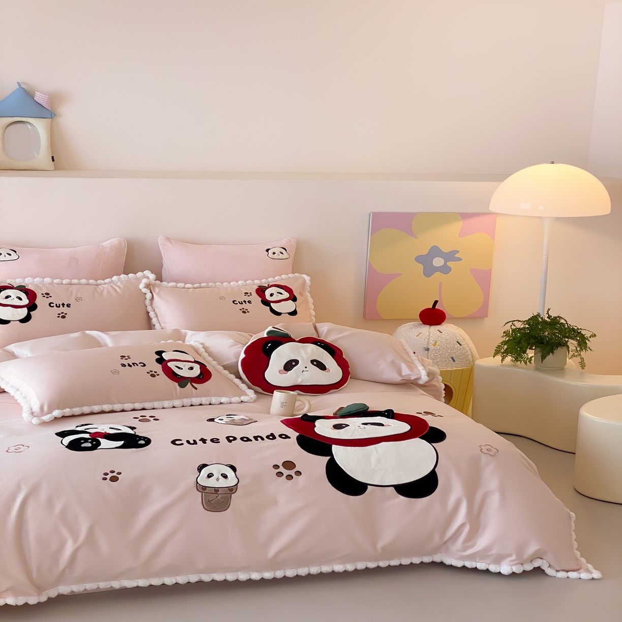 91家纺网 家纺一手货源 找家纺 馨蕊家居 2026新款新品超细旦磨毛高奢系列四件套 磨毛卡通-软萌奶球