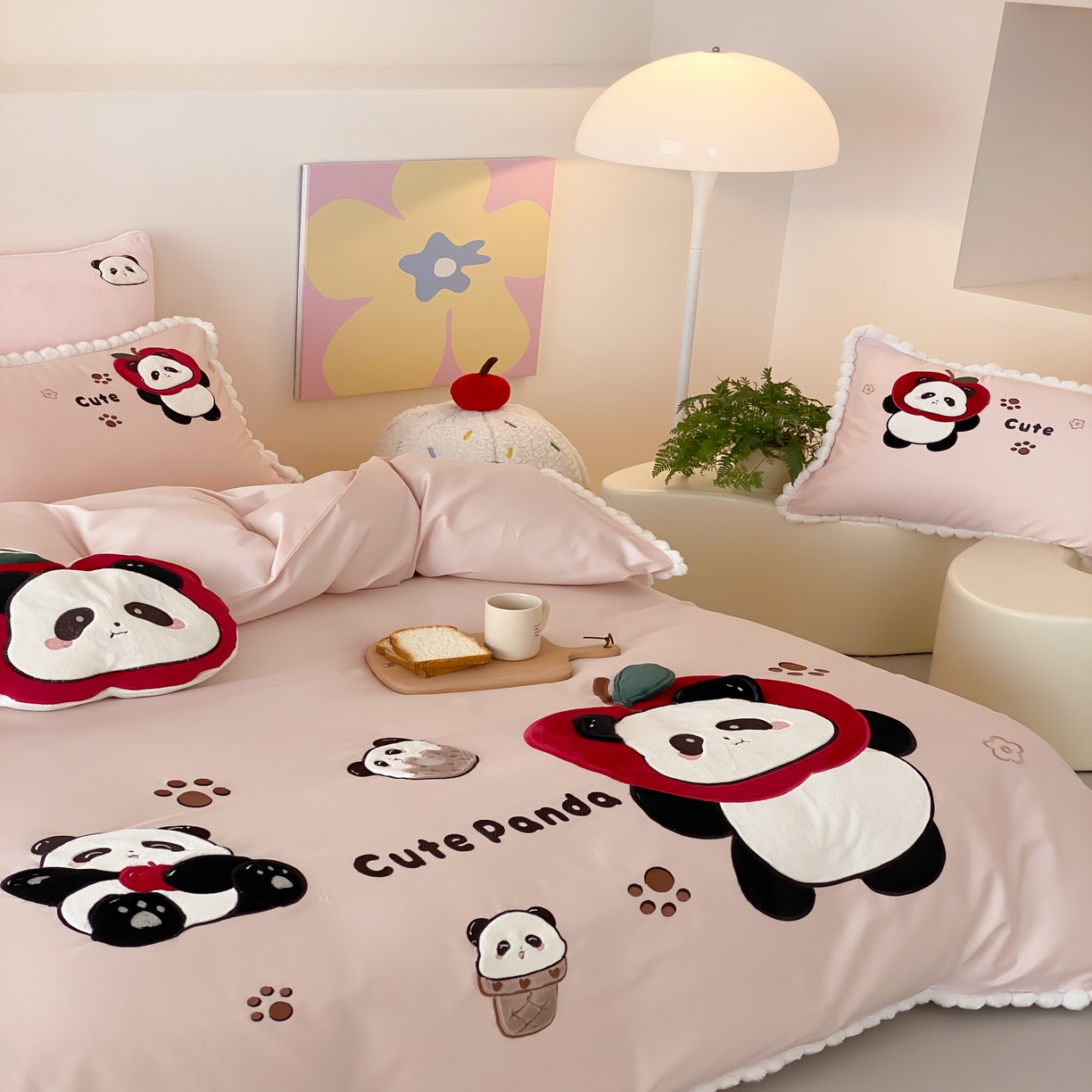 91家纺网 家纺一手货源 找家纺 馨蕊家居 2026新款新品超细旦磨毛高奢系列四件套 磨毛卡通-软萌奶球