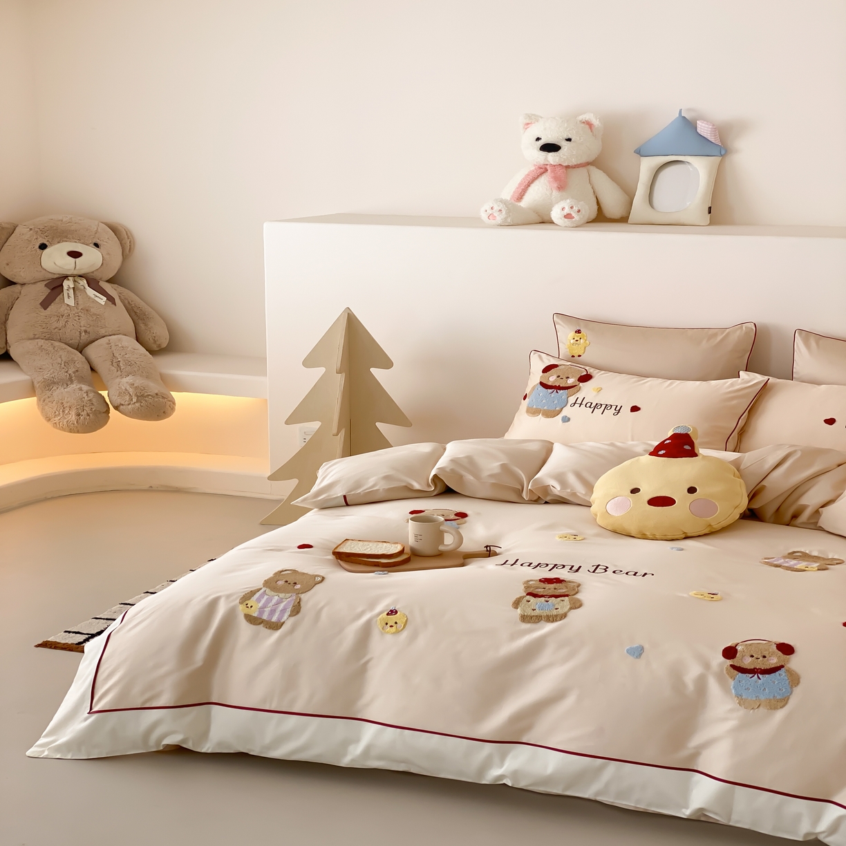 91家纺网 家纺一手货源 找家纺 馨蕊家居 2026新款新品超细旦磨毛高奢系列四件套 磨毛卡通-奶油泡芙