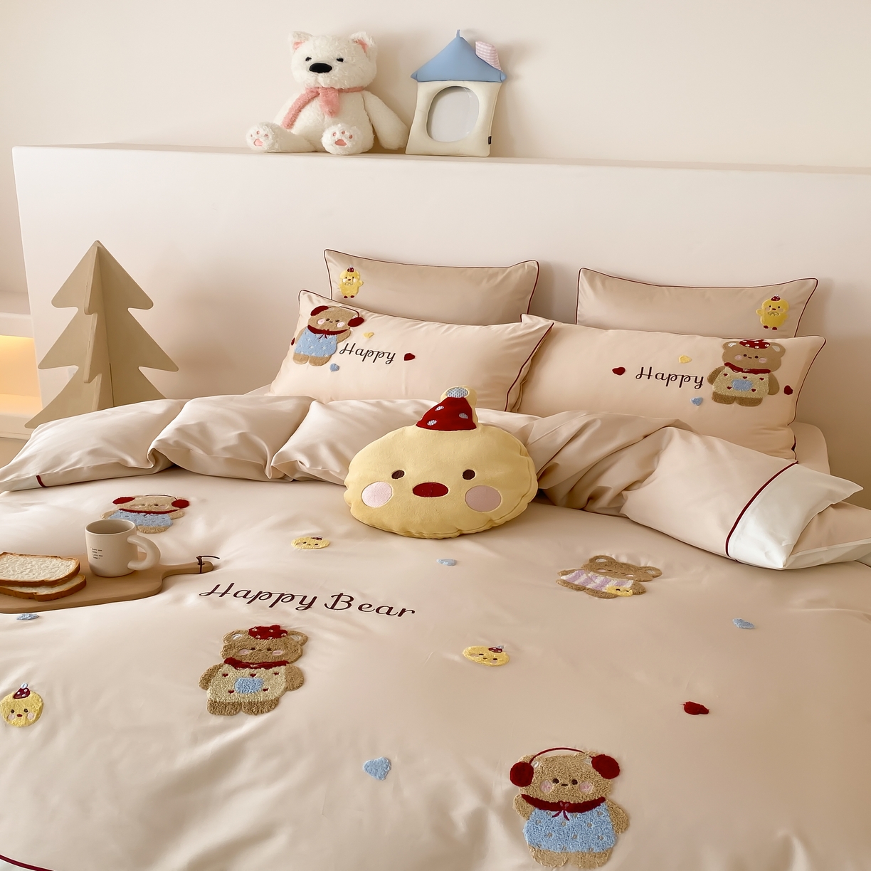 91家纺网 家纺一手货源 找家纺 馨蕊家居 2026新款新品超细旦磨毛高奢系列四件套 磨毛卡通-奶油泡芙