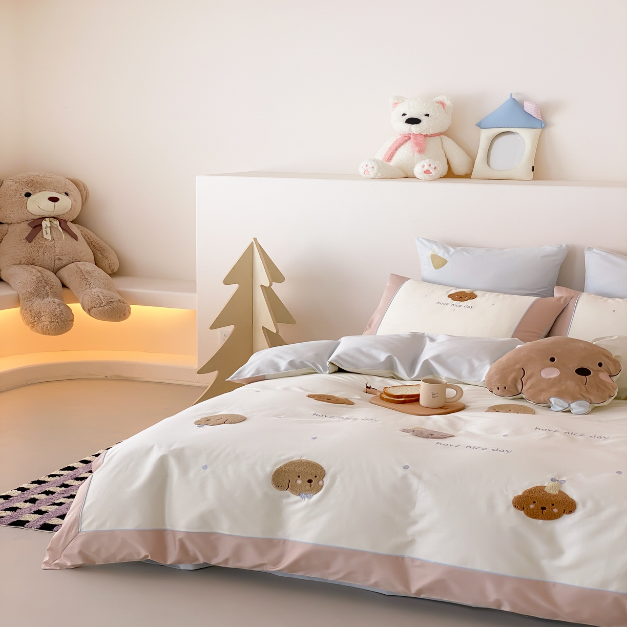 91家纺网 家纺一手货源 找家纺 馨蕊家居 2026新款新品超细旦磨毛高奢系列四件套 磨毛卡通-奶糖