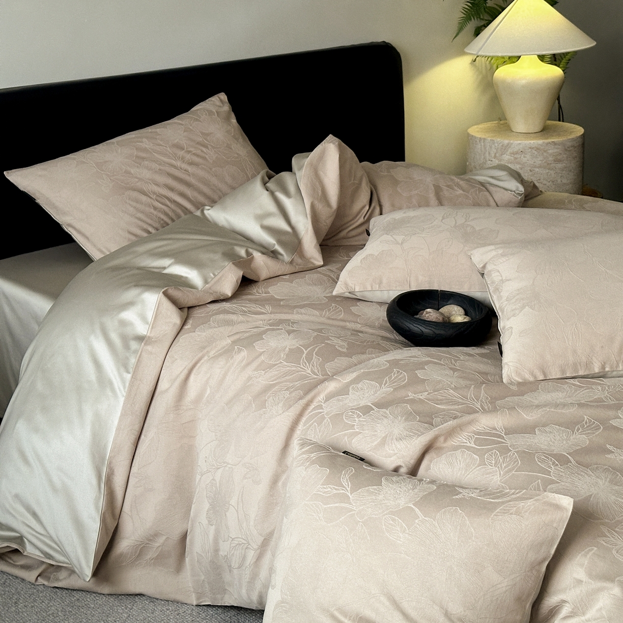 卡巴伦家纺 2026新款全棉纯棉厚织提花四件套 雅初-卡其