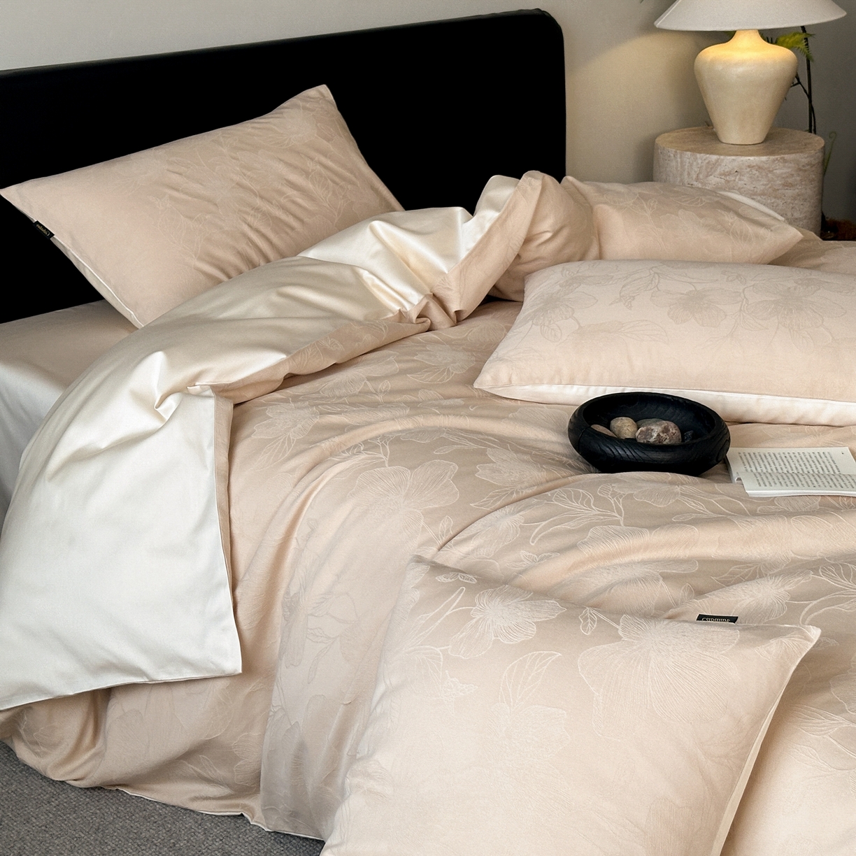 卡巴伦家纺 2026新款全棉纯棉厚织提花四件套 雅初-奶茶