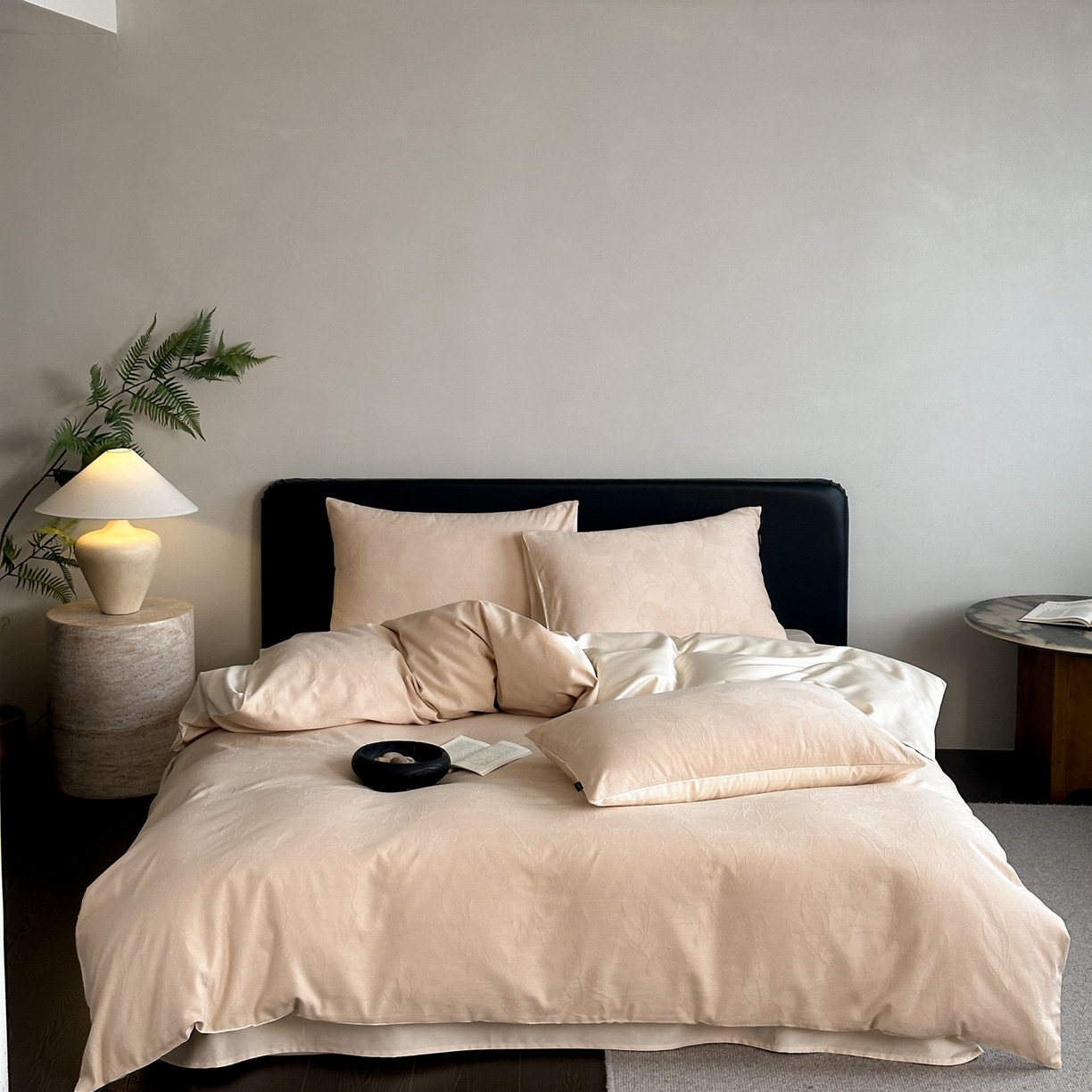 91家纺网 家纺一手货源 找家纺 卡巴伦家纺 2026新款全棉纯棉厚织提花四件套 雅初-奶茶