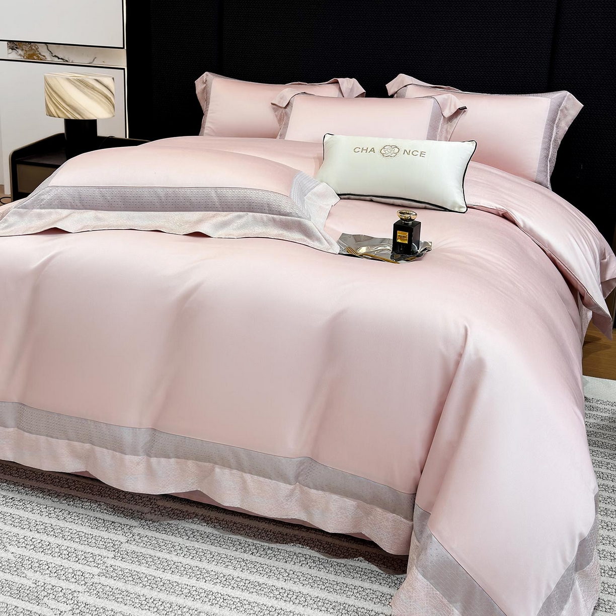 91家纺网 家纺一手货源 找家纺 （总） 2026新款高端轻奢风A类贡缎长绒棉四件套纯棉重工刺绣被套床单高级感床笠床上用品