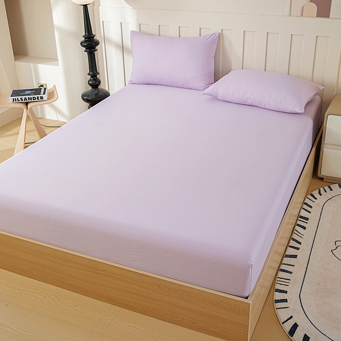 91家纺网 家纺一手货源 找家纺 宇淳国际 2026新款加厚仿棉纯色单床笠 粉紫