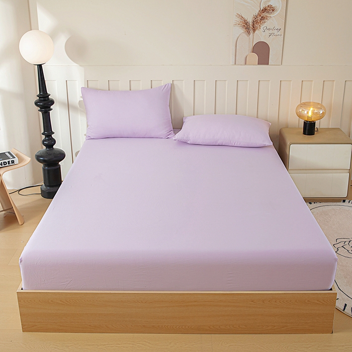 91家纺网 家纺一手货源 找家纺 宇淳国际 2026新款加厚仿棉纯色单床笠 粉紫