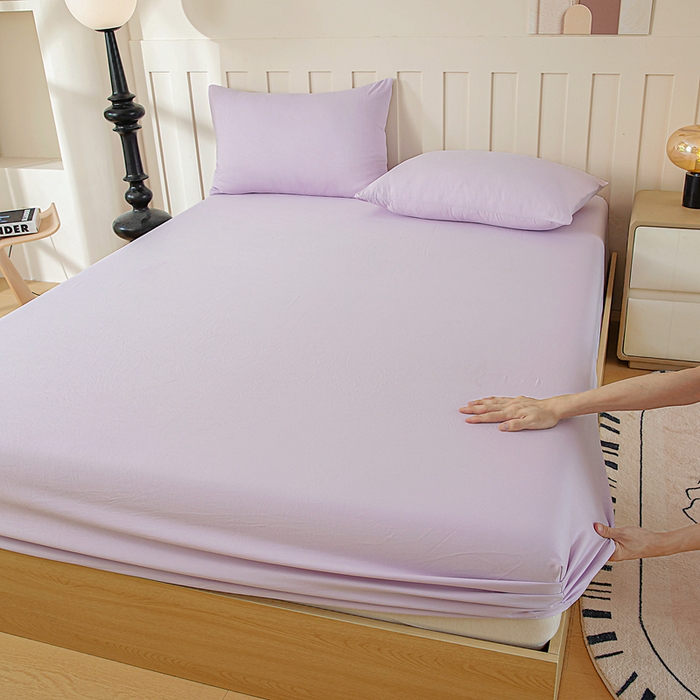 91家纺网 家纺一手货源 找家纺 宇淳国际 2026新款加厚仿棉纯色单床笠 粉紫