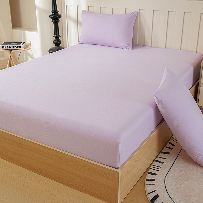 91家纺网 家纺一手货源 找家纺 宇淳国际 2026新款加厚仿棉纯色单床笠 粉紫