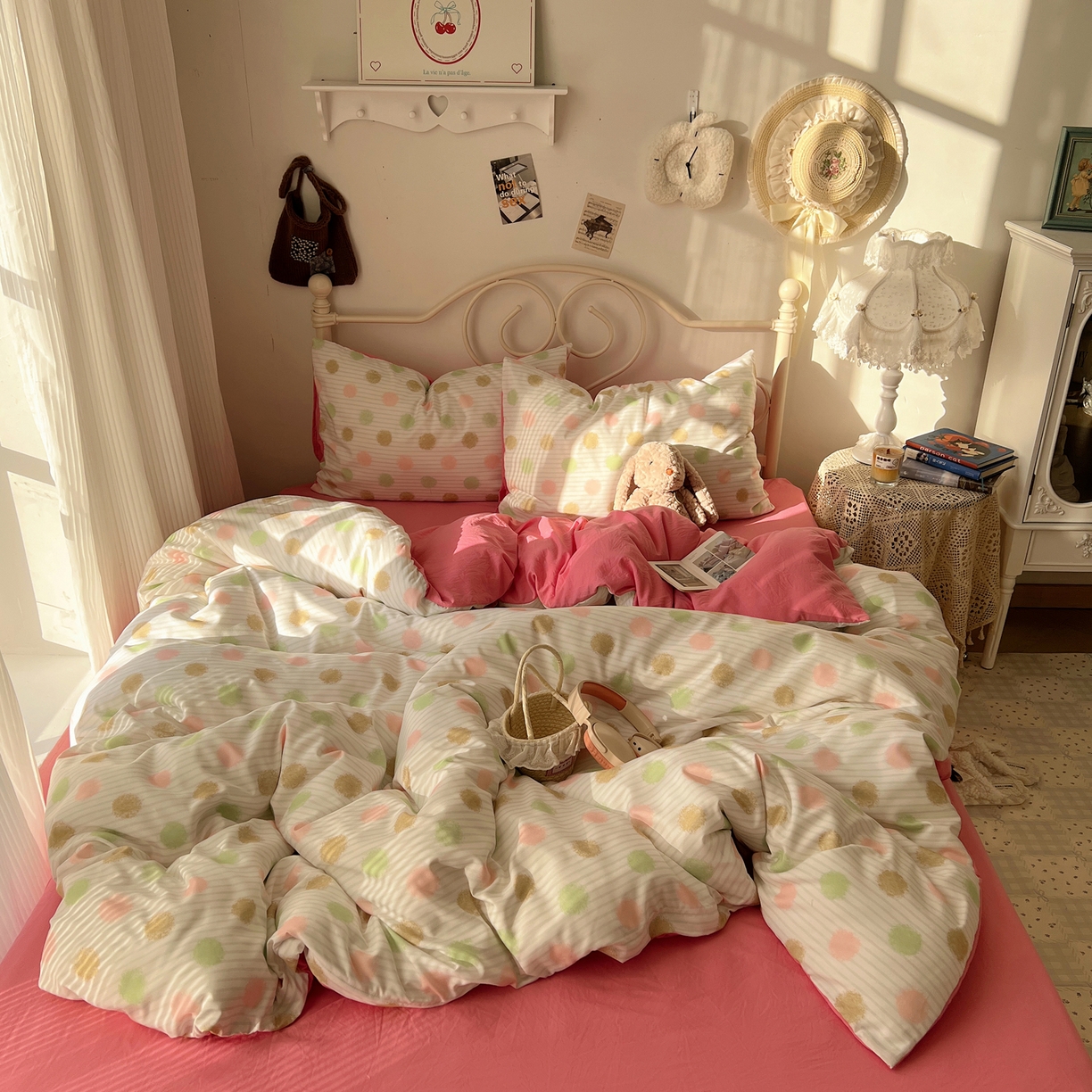 91家纺网 家纺一手货源 找家纺 繁花家居 2026简单款水洗棉四件套学生床三件套 芭乐可丽卷