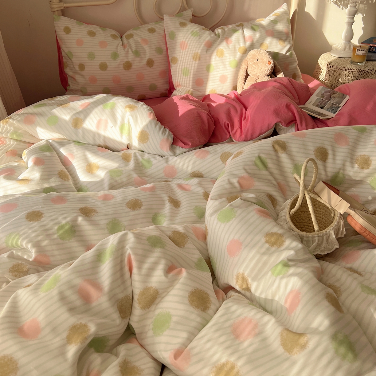 91家纺网 家纺一手货源 找家纺 繁花家居 2026简单款水洗棉四件套学生床三件套 芭乐可丽卷