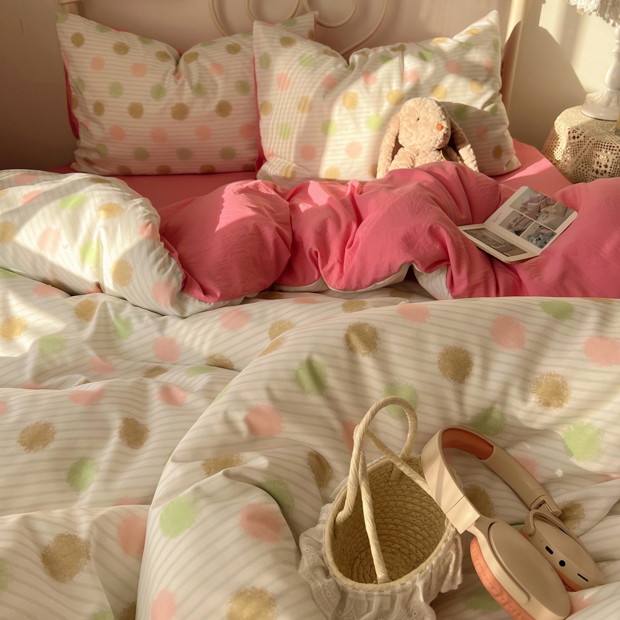 91家纺网 家纺一手货源 找家纺 繁花家居 2026简单款水洗棉四件套学生床三件套 芭乐可丽卷