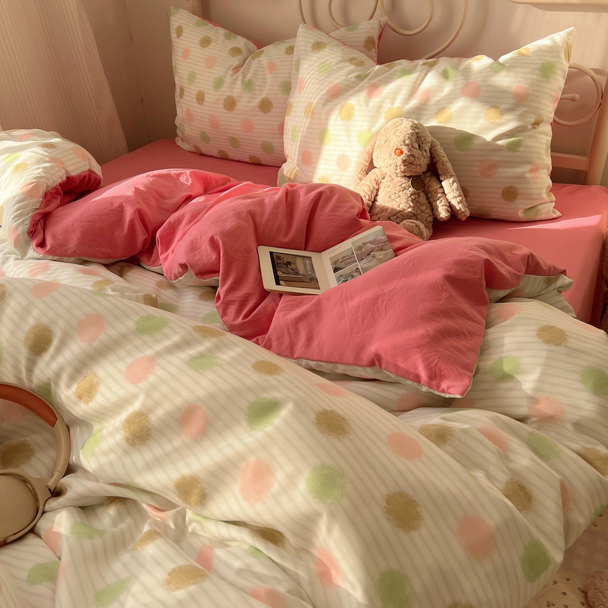 91家纺网 家纺一手货源 找家纺 繁花家居 2026简单款水洗棉四件套学生床三件套 芭乐可丽卷