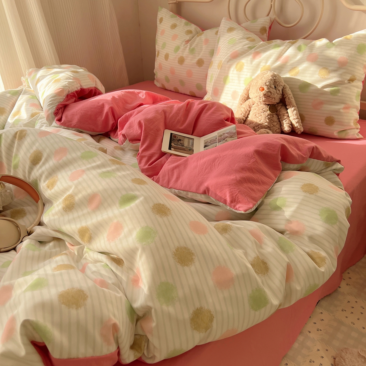 91家纺网 家纺一手货源 找家纺 繁花家居 2026简单款水洗棉四件套学生床三件套 芭乐可丽卷