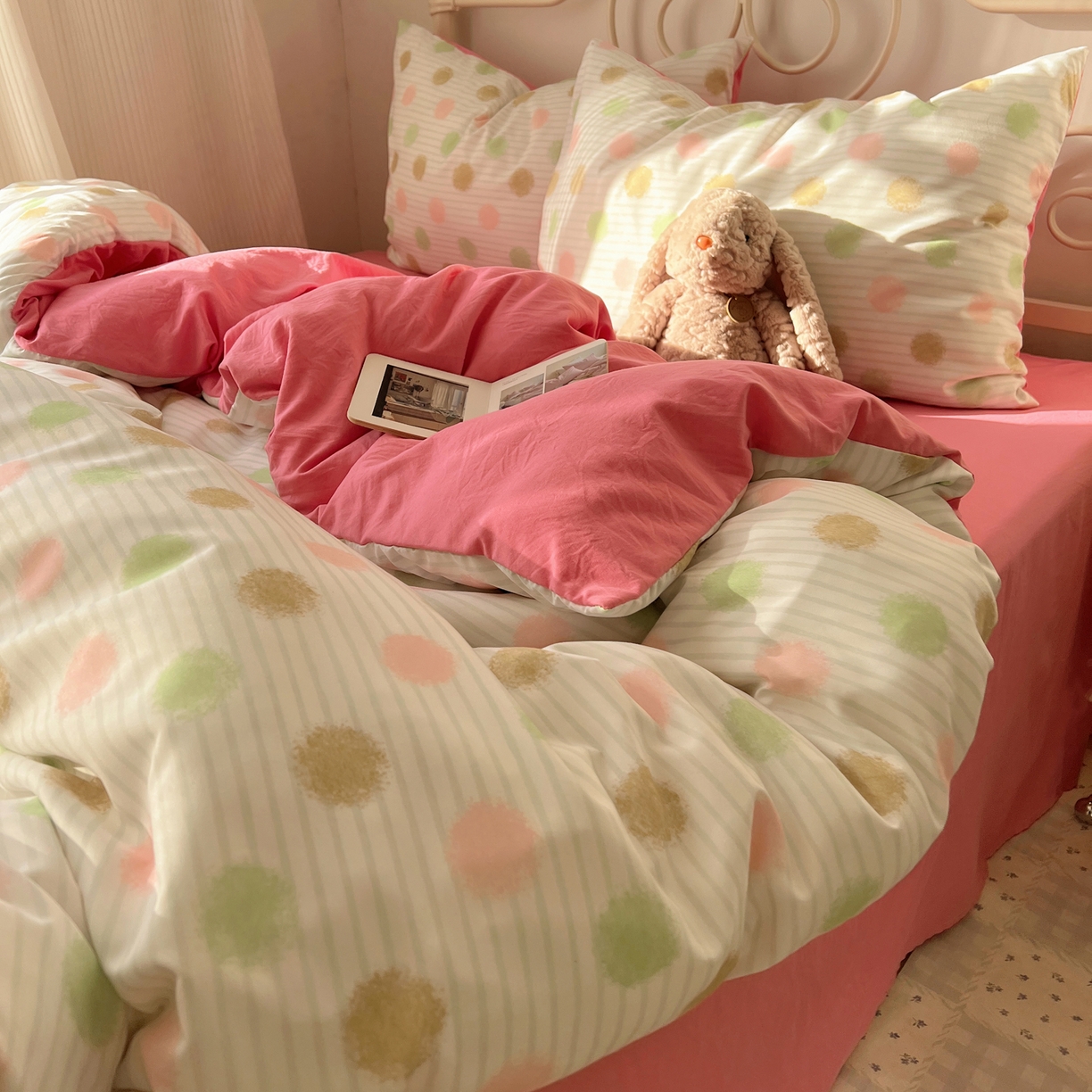 91家纺网 家纺一手货源 找家纺 繁花家居 2026简单款水洗棉四件套学生床三件套 芭乐可丽卷