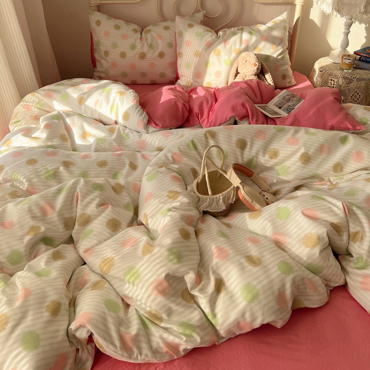 91家纺网 家纺一手货源 找家纺 繁花家居 2026简单款水洗棉四件套学生床三件套 芭乐可丽卷