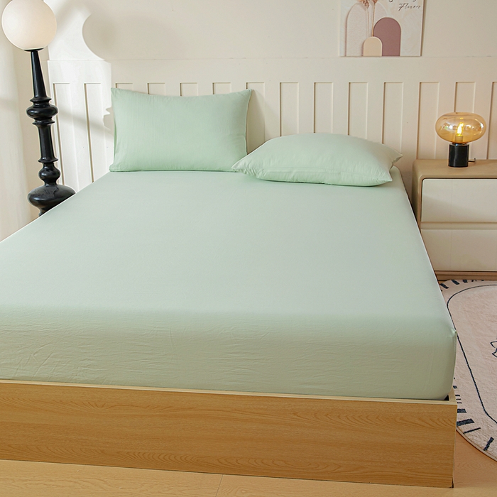 91家纺网 家纺一手货源 找家纺 宇淳国际 2026新款加厚仿棉纯色单床笠 嫩绿