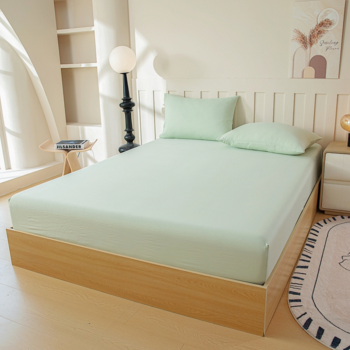 91家纺网 家纺一手货源 找家纺 宇淳国际 2026新款加厚仿棉纯色单床笠 嫩绿