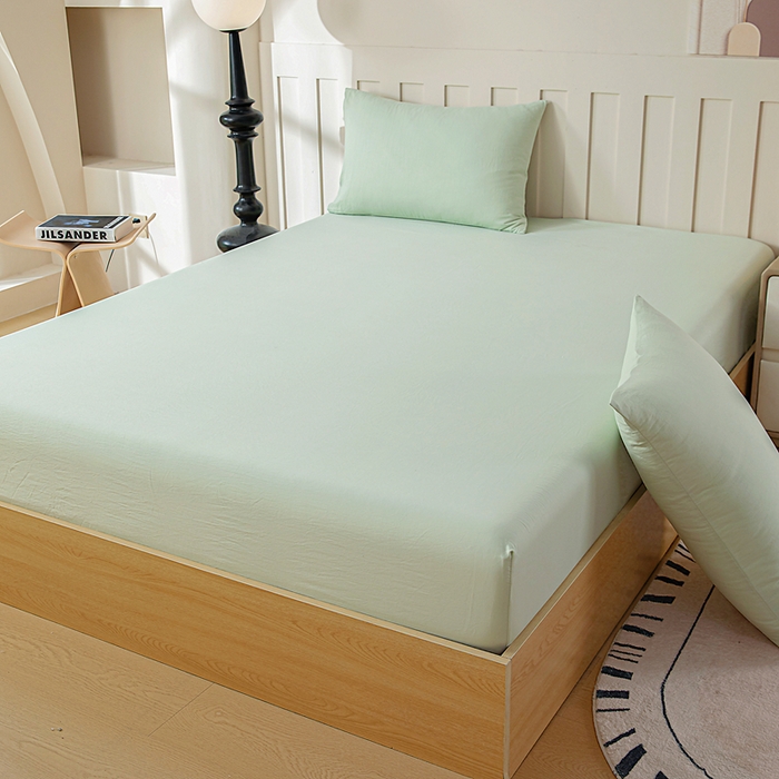 91家纺网 家纺一手货源 找家纺 宇淳国际 2026新款加厚仿棉纯色单床笠 嫩绿