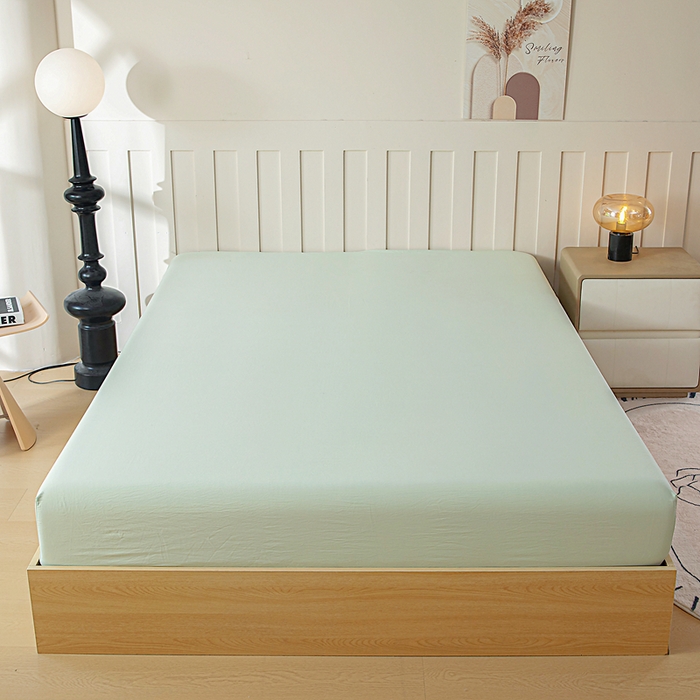 91家纺网 家纺一手货源 找家纺 宇淳国际 2026新款加厚仿棉纯色单床笠 嫩绿