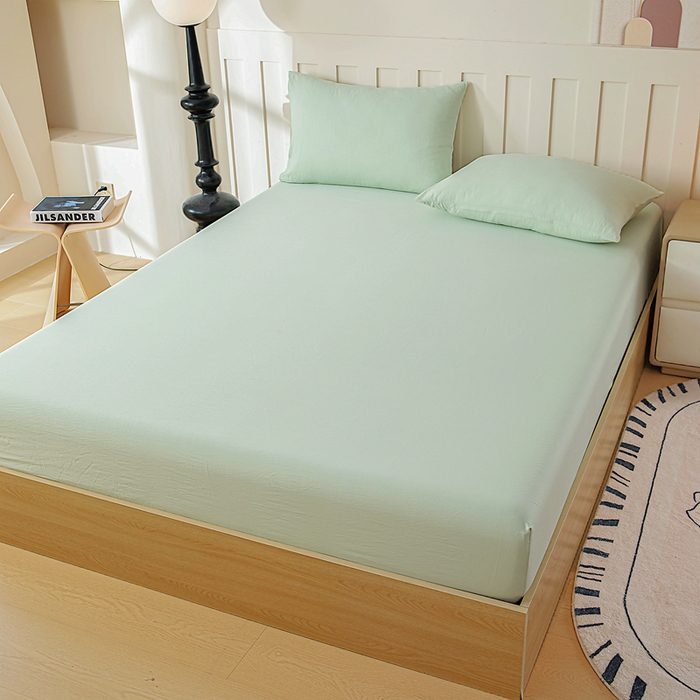 91家纺网 家纺一手货源 找家纺 宇淳国际 2026新款加厚仿棉纯色单床笠 嫩绿