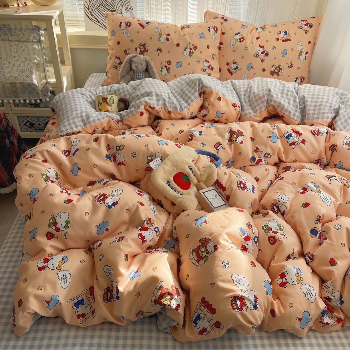 91家纺网 家纺一手货源 找家纺 繁花家居 2026简单款水洗棉四件套学生床三件套 幻想乐园