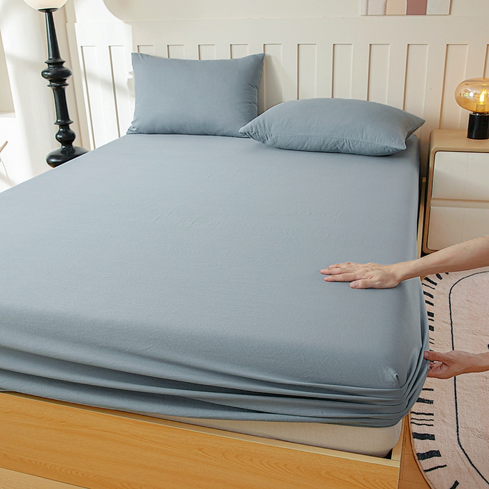 91家纺网 家纺一手货源 找家纺 宇淳国际 2026新款加厚仿棉纯色单床笠 深湖绿