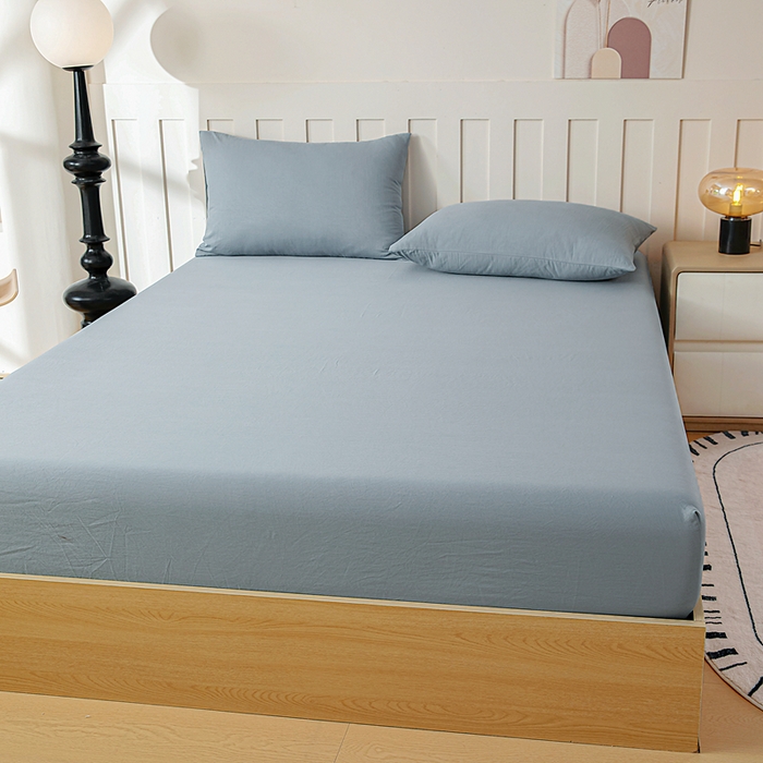 91家纺网 家纺一手货源 找家纺 宇淳国际 2026新款加厚仿棉纯色单床笠 深湖绿