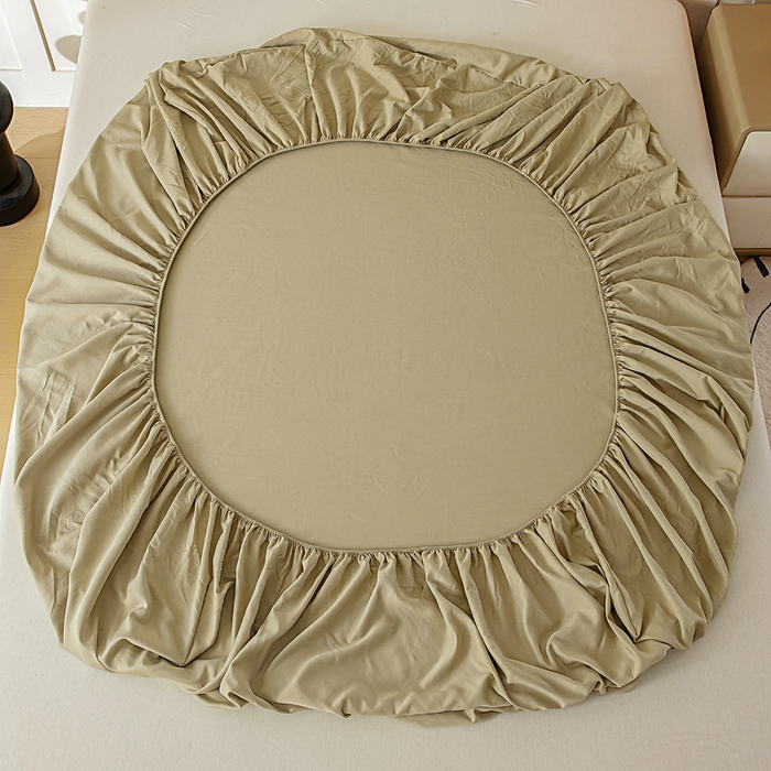 91家纺网 家纺一手货源 找家纺 宇淳国际 2026新款加厚仿棉纯色单床笠 驼色