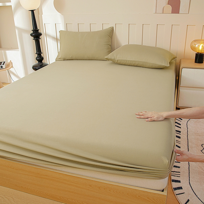 91家纺网 家纺一手货源 找家纺 宇淳国际 2026新款加厚仿棉纯色单床笠 驼色