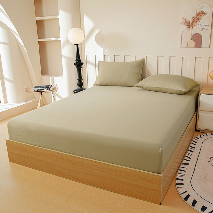 91家纺网 家纺一手货源 找家纺 宇淳国际 2026新款加厚仿棉纯色单床笠 驼色