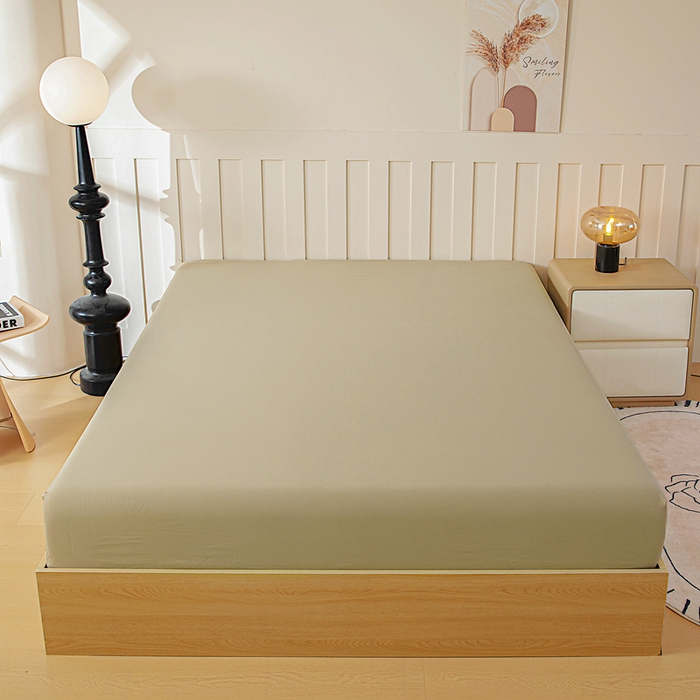 91家纺网 家纺一手货源 找家纺 宇淳国际 2026新款加厚仿棉纯色单床笠 驼色