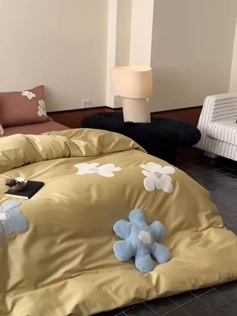 91家纺网 家纺一手货源 找家纺 （总）鹿班家居 2026春季新品100S长绒棉毛巾绣系列四件套-克莱茵梦境（标准会员-20元）