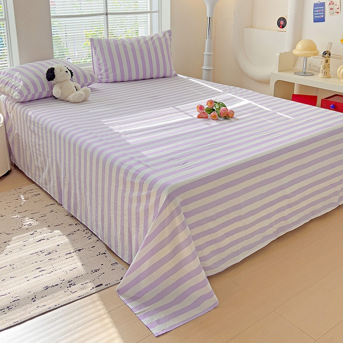 91家纺网 家纺一手货源 找家纺 （总）爱彼家纺 2026春夏新款中条床单水洗棉亲肤柔软床单三件套-条纹系列一