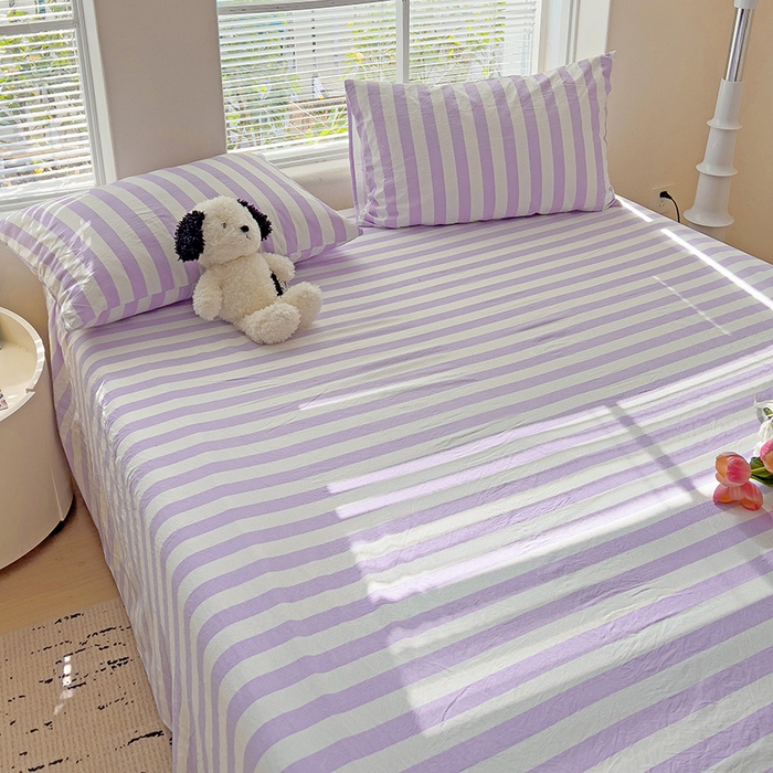 91家纺网 家纺一手货源 找家纺 （总）爱彼家纺 2026春夏新款中条床单水洗棉亲肤柔软床单三件套-条纹系列一